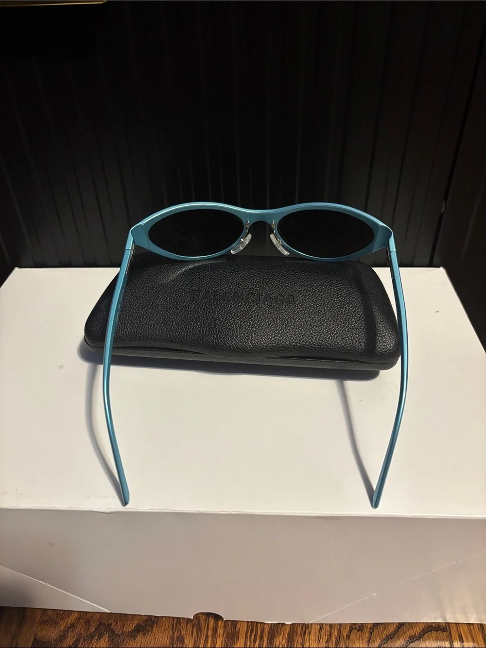 Balenciaga Teal Sunglasses with Brown Lenses (bb0068s)